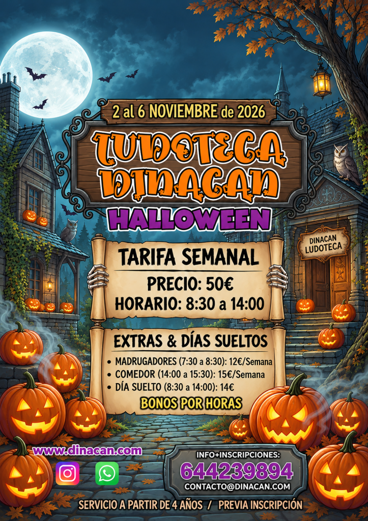 Cartel de Halloween en pueblo encantado
